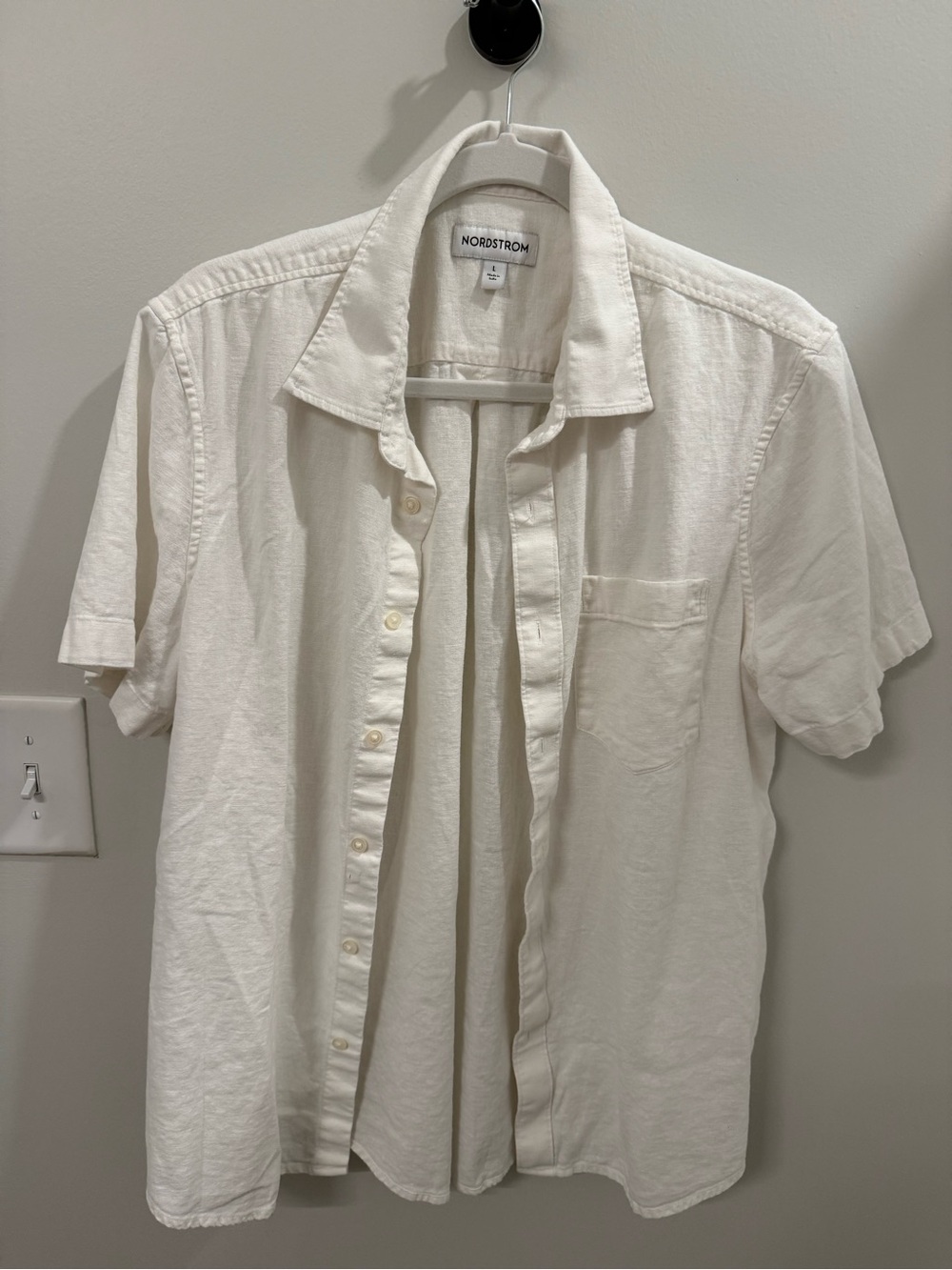 Nordstrom Men’s Short-Sleeve Button-Down Shirt in Off-White